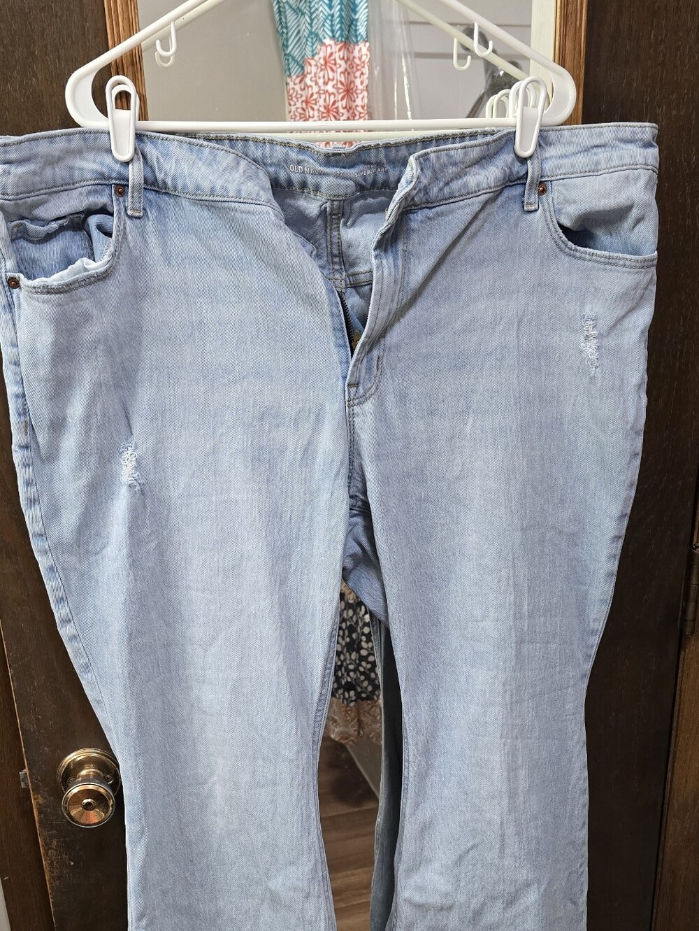 Old Navy Distressed Flare Jeans Size 22 Mid Rise Stretch Denim
